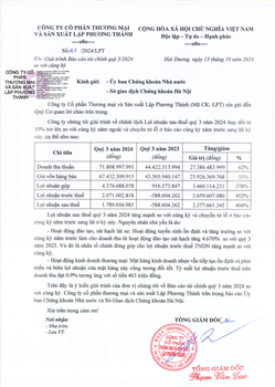 Báo cáo tài chính quý 3 năm 2024 và Giải trình